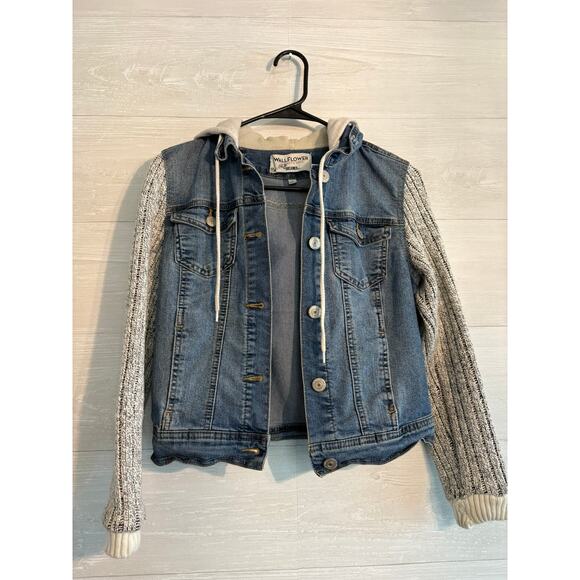 Wallflower Jackets & Blazers - Women's Size S Jean Sweater Jacket WallFlower Dreamer Blue, Gray